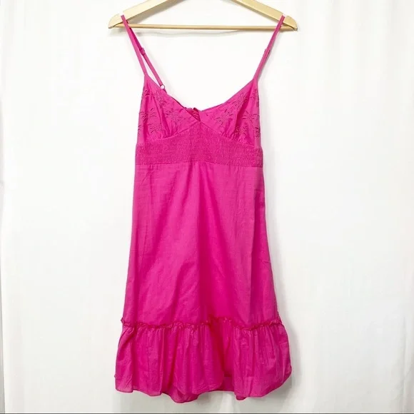 NWT- Manito Trend-Fuchsia Solid Eyelit Tie back Dress -M - Picture 7 of 14